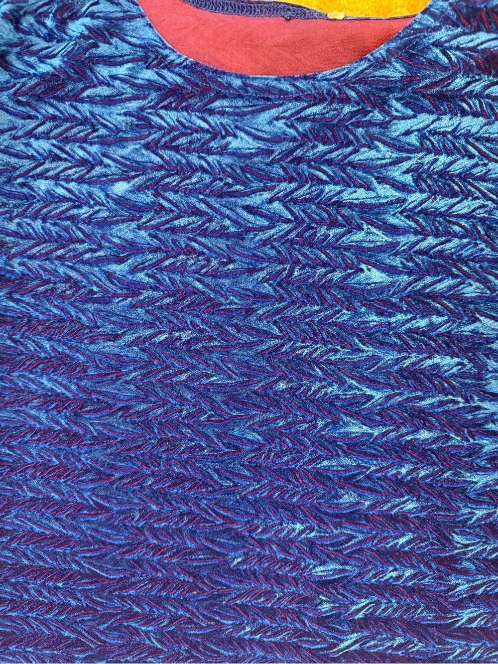 Vintage Velvet Textured Iridescent Top Blue Purple 90s y2k OOAK Trippy Large - Picture 2 of 6